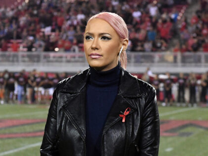 LAS VEGAS, NV - OCTOBER 07: Kaya Jones waits to sing "God Bless America" before a game between the San Diego State Aztecs and the UNLV Rebels at Sam Boyd Stadium on October 7, 2017 in Las Vegas, Nevada. Jones sang the same song at the Route 91 Harvest country …