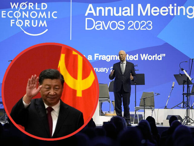 INSET: Chinese President Xi Jinping. World Economic Forum founder Klaus Schwab welcomes th