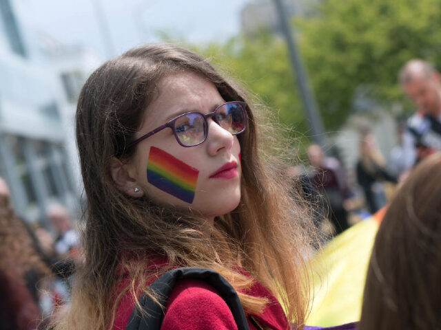 Lesbians, Gay, Bisexual and Transgender marched in the city center of Angers, France, on M