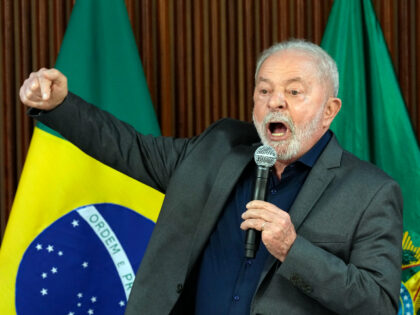 Brazil's President Luiz Inacio Lula da Silva speaks during a meeting with governors and leaders of the Supreme Court and the National Congress, in defense of democracy and against non-democratic acts, a day after Congress was stormed by supporters of former Brazilian President Jair Bolsonaro in Brasilia, Brazil, Monday, Jan. …