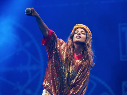 LONDON, UNITED KINGDOM - JULY 19: M.I.A performs on stage at Lovebox 2014 at Victoria Park on July 19, 2014 in London, United Kingdom. (Photo by Joseph Okpako/Redferns via Getty Images)