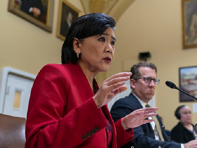 Rep. Judy Chu, D-Calif., left, and Rep. Adrian Smith, R-Neb., right, members of the House Ways and Means Committee, testify as the House Rules Committee prepares the Presidential Tax Filing and Audit Transparency Act of 2022 for a floor vote, at the Capitol in Washington, Wednesday, Dec. 21, 2022. The …