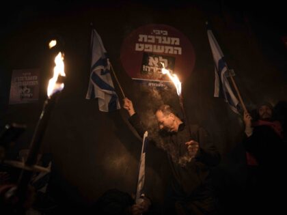 Tiki torches Tel Aviv (Oded Balilty / Associated Press)