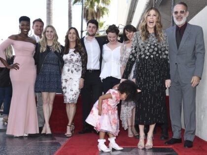 Tom Hanks, Rita Wilson and family attend a ceremony honoring Rita with a star on the Hollywood Walk of Fame on Friday, March 29, 2019, in Los Angeles. (Richard Shotwell/Invision/AP)
