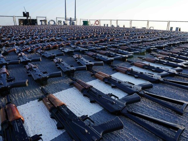 Jan 10, 2023 GULF OF OMAN - Thousands of AK-47 assault rifles sit on the flight deck of g