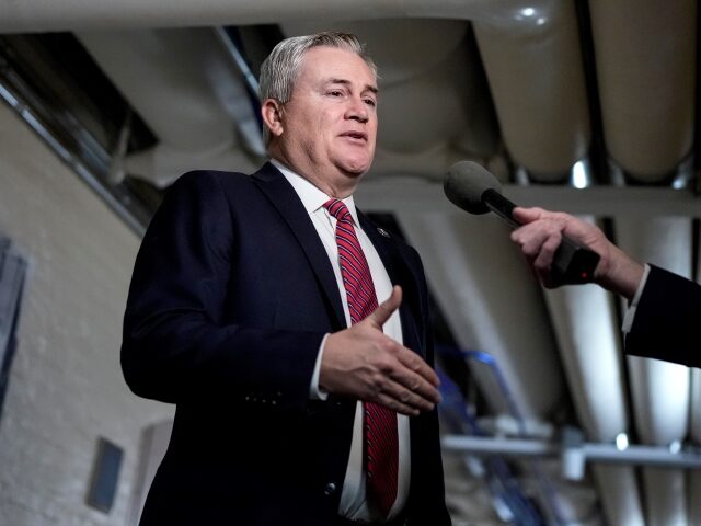 WASHINGTON, DC - JANUARY 10: Chairman of the House Oversight Committee Rep. James Comer (R-KY) speaks to reporters on his way to a closed-door GOP caucus meeting at the U.S. Capitol January 10, 2023 in Washington, DC. House Republicans passed their first bill of the 118th Congress on Monday night, …