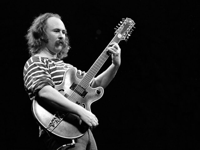 BOSTON - AUGUST 1974: David Crosby performing with Crosby, Stills & Nash at the Boston Gar