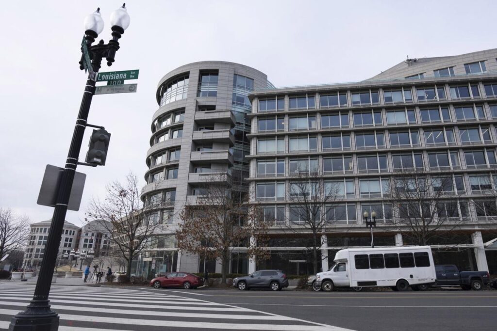 The building that housed office space of President Joe Biden's former institute, the Penn Biden Center, is seen at the corner of Constitution and Louisiana Avenue NW, in Washington, Tuesday, Jan. 10, 2023. Potentially classified documents were found on Nov. 2, 2022, in a “locked closet” in the office, according to special counsel to the president Richard Sauber. The National Archives and Records Administration took custody of the documents the next day after being notified by the White House Counsel's office. (AP Photo/Manuel Balce Ceneta)