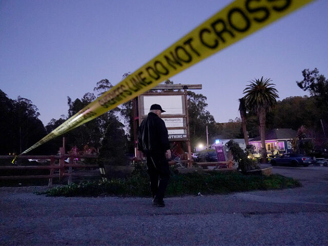 Police tape is placed near the scene of a shooting Monday, Jan. 23, 2023, in Half Moon Bay, Calif. Multiple people were killed in two related shootings Monday at a mushroom farm and a trucking firm in a coastal community south of San Francisco, and officials say a suspect is …