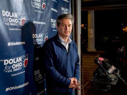 CLEVELAND, OH - MAY 03: Republican U.S. Senate candidate Matt Dolan addresses the media af