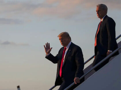 FILE - In this May 30, 2020, file photo President Donald Trump steps off Air Force One, fo