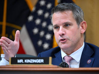Committee member, US Representative Adam Kinzinger, Republican of Illinois, speaks during a US House Select Committee hearing to Investigate the January 6 Attack on the US Capitol, on Capitol Hill in Washington, DC, on October 13, 2022. (Photo by MANDEL NGAN / AFP) (Photo by MANDEL NGAN/AFP via Getty Images)
