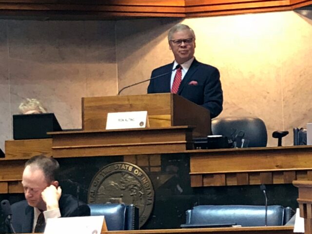Indianapolis Urban League President Tony Mason speaks before an Indiana Senate committee i