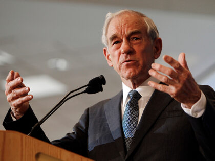 Republican presidential candidate Rep. Ron Paul, R-Texas, speaks at a rally in Hudsonville, Mich., Sunday, Feb. 26, 2012. (AP Photo/Paul Sancya)