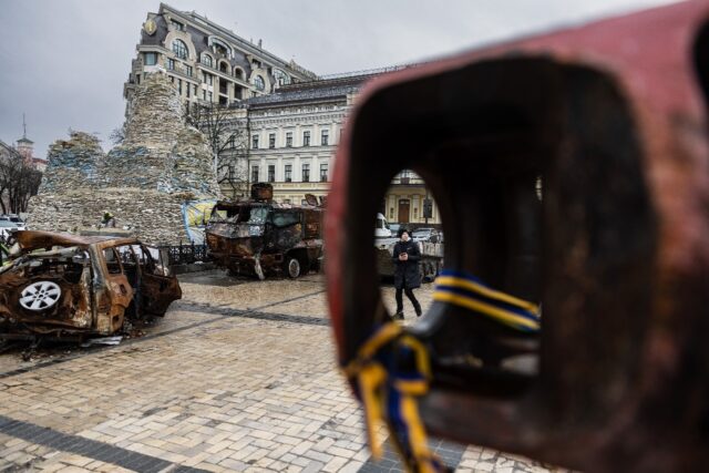 Destroyed Russian military vehicles go on display in Kyiv