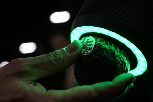 A device developed by the start-up company OneThird tells consumers if their avocados are