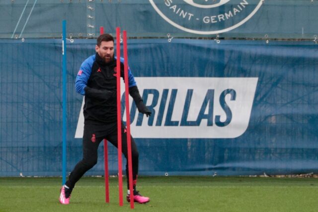 Lionel Messi in training on Tuesday. The World Cup winner is expected to make his PSG retu
