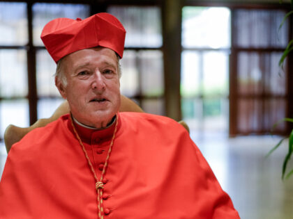 Newly created Cardinal Robert Walter McElroy, Bishop of San Diego, attends a reception for