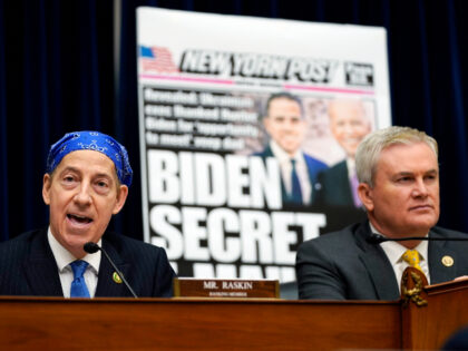 House Oversight and Accountability Committee Chairman James Comer, R-Ky., sits right as standing member Rep. Jamie Raskin, D-Md., speaks during a House Committee on Oversight and Accountability hearing on Capitol Hill, Wednesday, Feb. 8, 2023, in Washington. (AP Photo/Carolyn Kaster)