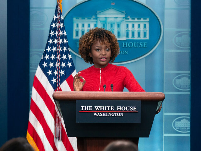 White House press secretary Karine Jean-Pierre speaks during a press briefing at the White House, Monday, Feb. 13, 2023, in Washington. (AP Photo/Evan Vucci)
