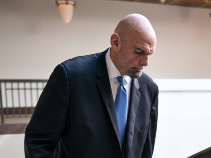 Sen. John Fetterman, D-Pa., leaves an intelligence briefing on the unknown aerial objects the U.S. military shot down this weekend at the Capitol in Washington, Tuesday, Feb. 14, 2023. The incidents come shortly after a Chinese surveillance balloon traversed the U.S. and was shot down off South Carolina a week …
