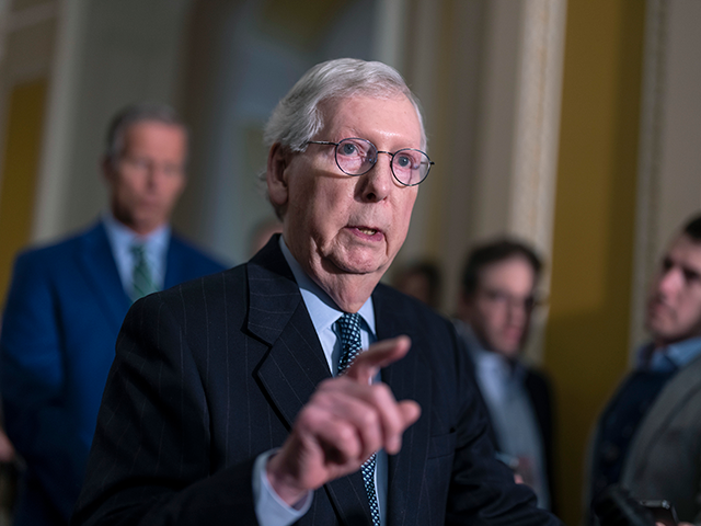 Senate Republican Leader Mitch McConnell, R-Ky., speaks during a news conference at the Capitol in Washington, Tuesday, Feb. 14, 2023. (AP Photo/J. Scott Applewhite)