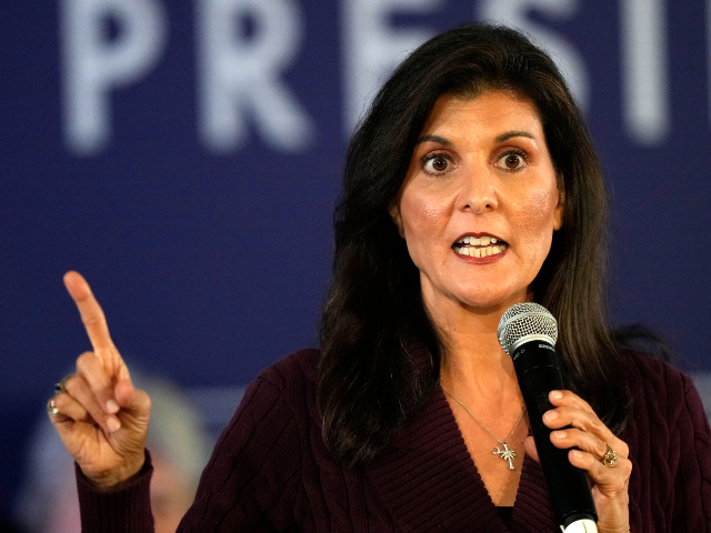 Republican presidential candidate Nikki Haley speaks at a town hall campaign event, Thursday, Feb. 16, 2023, in Exeter, N.H. (AP Photo/Robert F. Bukaty)