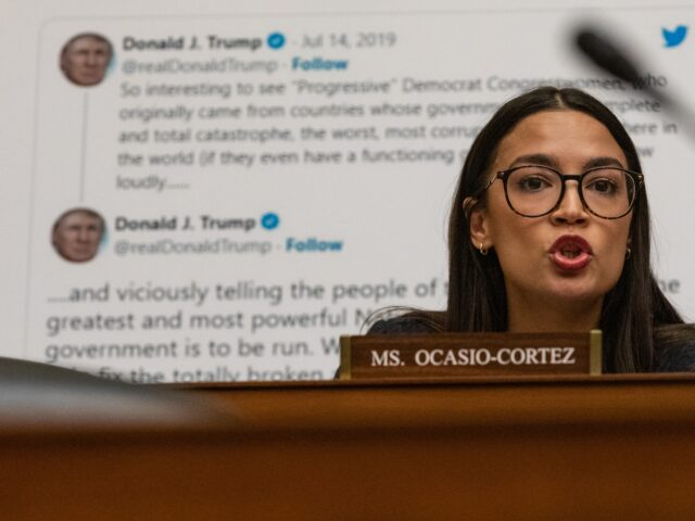 Representative Alexandria Ocasio-Cortez, a Democrat from New York, speaks during a House O