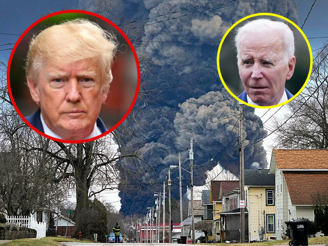 Donald Trump Orders Biden to Get to East-Palestine-Ohio-train-derailment-controlled-explosion-chemicals AP Photo_Gene J. Puskar