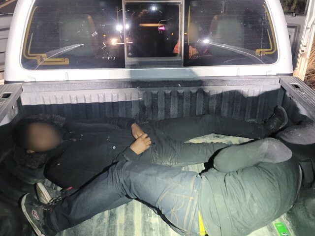 Douglas Station agents apprehend a group of migrants being smuggled in a pickup truck. (U.
