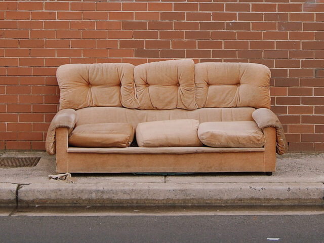 Sofa on street.