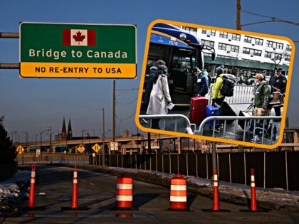 DETROIT, MI - FEBRUARY 08: The Ambassador bridge to Canada is closed on February 8, 2022 in Detroit, Michigan. Due to Canadians protesting vaccine mandates, hundreds of trucks attempting to cross the Ambassador Bridge from Detroit to Windsor, Canada are now stuck on the US side after the bridge was …