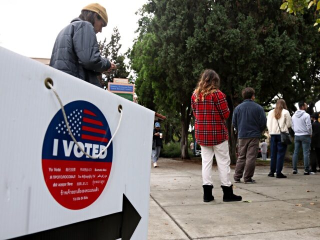 WEST HOLLYWOOD, CA - NOVEMBER 8, 2022 - - Voters wait in line to cast their votes in the