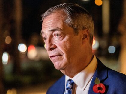 Former Member of the European Parliament Nigel Farage speaks during an election night watc