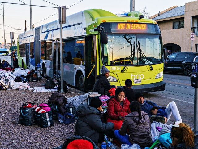 Migrants outside of Sacred Heart Church in El Paso, Texas, US, on Sunday, Jan. 8, 2023. Pr