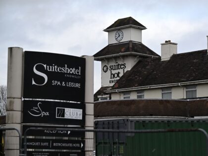 The Suites Hotel is pictured in Kowlsey, near Liverpool in north-west England on February