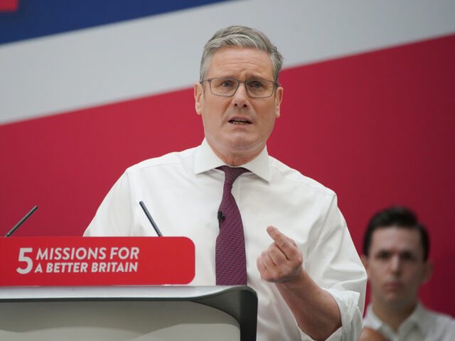 Labour Party leader Sir Keir Starmer delivers a speech at the head office of the Co-Operat