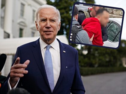 US President Joe Biden speaks to members of the media before boarding Marine One on the So