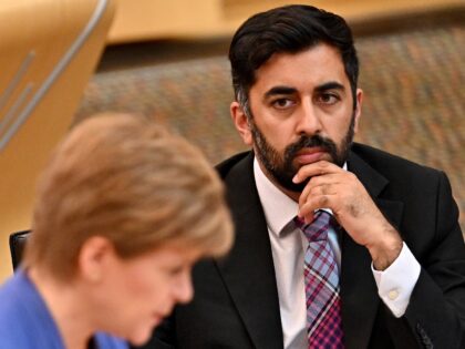 EDINBURGH, SCOTLAND - SEPTEMBER 08: Humza Yousaf MSP Health Secretary listens to Scotland's First Minister and leader of the Scottish National party, Nicola Sturgeon, updating MSP's in any changes to coronavirus restrictions in the Scottish Parliament Building on September 08, 2021 in Edinburgh, Scotland. The first minister's briefing comes as …
