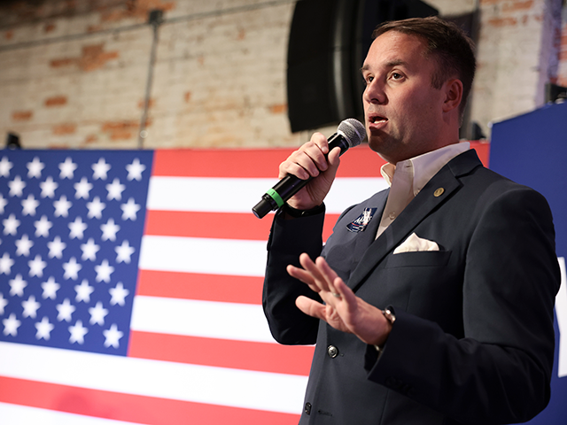 Virginia Republican Attorney General candidate Jason Miyares speaks during a campaign rally for Virginia Republican gubernatorial candidate Glenn Youngkin at the Nansemond Brewing Station on October 25, 2021 in Suffolk, Virginia. Youngkin is contesting Democratic candidate and former Virginia Gov. Terry McAuliffe in the state election that is over a week away on November 2. (Photo by Anna Moneymaker/Getty Images)