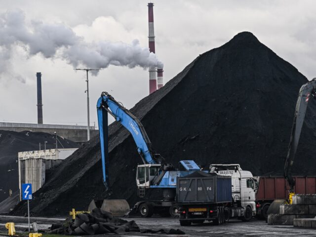 GDANSK, POLAND - OCTOBER 23: Tons of coal are seen at Gdansk port on October 23, 2022 in G