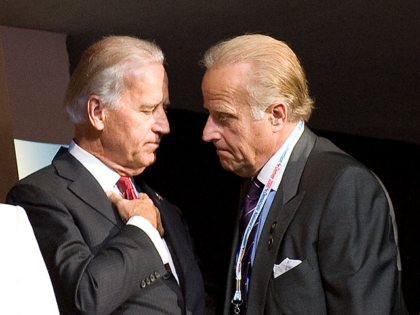 Democratic Vice Presidential candidate Joe Biden (L) and his brother James Biden during th