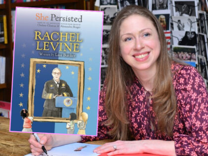 (INSET: "She Persisted: Rachel Levine") Chelsea Clinton signs copies of her new book "She Persisted Around the World: 13 Women Who Changed History" at Books & Books on March 19, 2018 in Coral Gables, Florida. (Photo by Johnny Louis/Getty Images)