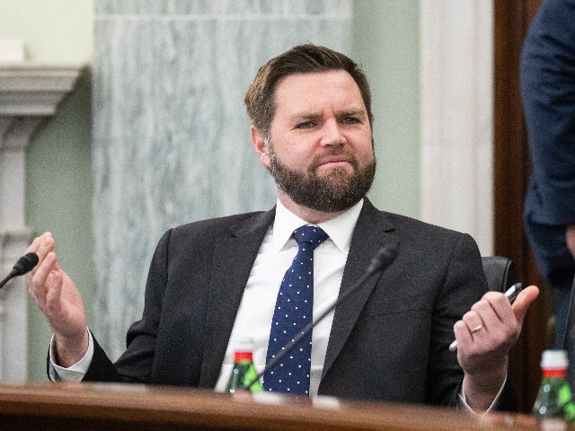 Sen. J.D. Vance, R-Ohio, participates in the Senate Commerce, Science and Transportation Committee confirmation hearing for Gigi Sohn, nominee to be a Commissioner of the Federal Communications Commission, on Tuesday, February 14, 2023. (Bill Clark/CQ-Roll Call, Inc via Getty Images)