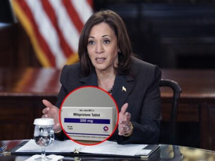 US Vice President Kamala Harris speaks during a meeting on access to reproductive healthcare in the Vice President's Ceremonial Office in Washington, DC, US, on Friday, Feb. 24, 2023. The meeting with reproductive rights groups is being held to discuss recent attacks on mifepristone, the drug used for medical abortions, …