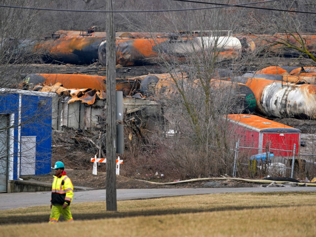 The cleanup of portions of a Norfolk Southern freight train that derailed Friday night in