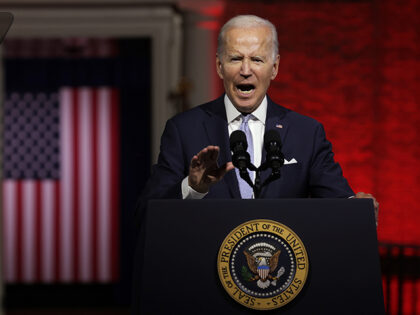 President Joe Biden delivers a primetime speech at Independence National Historical Park September 1, 2022 in Philadelphia, Pennsylvania. President Biden spoke on “the continued battle for the Soul of the Nation.” (Alex Wong/Getty Images)