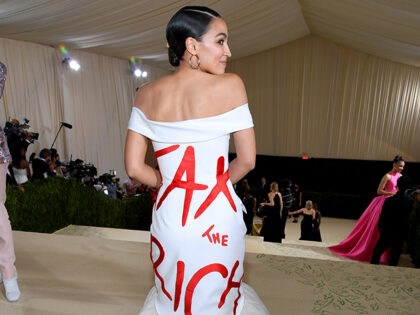 NEW YORK, NEW YORK - SEPTEMBER 13: Alexandria Ocasio-Cortez attends The 2021 Met Gala Celebrating In America: A Lexicon Of Fashion at Metropolitan Museum of Art on September 13, 2021 in New York City. (Photo by Kevin Mazur/MG21/Getty Images For The Met Museum/Vogue)