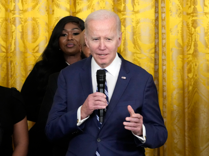 President Joe Biden speaks at an event to celebrate Black History Month, Monday, Feb. 27, 2023, in the East Room of the White House in Washington. (AP Photo/Alex Brandon)