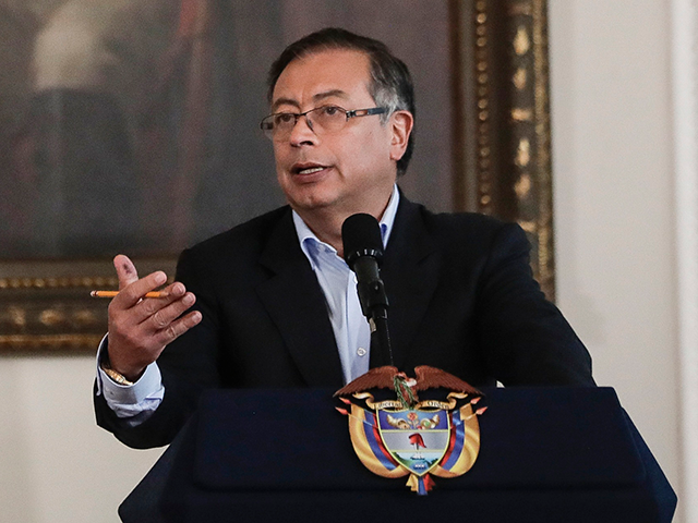 Colombian President Gustavo Petro speaks on the 100th day of his administration at the Nar